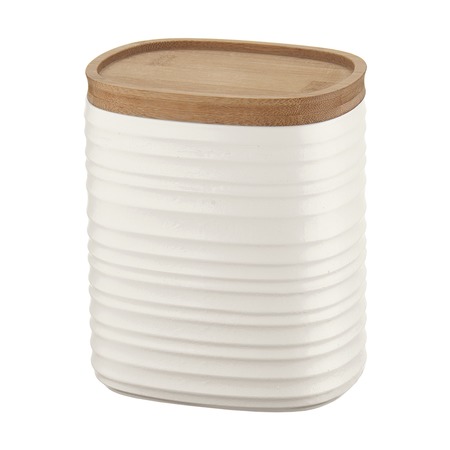 Емкость для хранения с бамбуковой крышкой Tierra, 1 л, молочно-белая