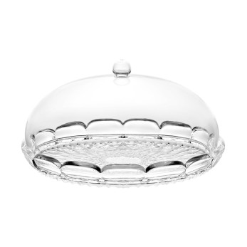 Блюдо сервировочное с крышкой Vanity, 30 см, прозрачное